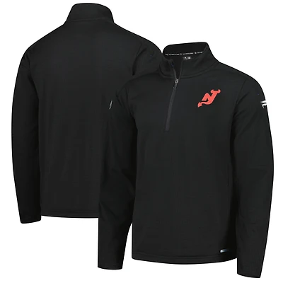 Veste polaire à quart de zip New Jersey Devils Authentic Pro noire Fanatics pour homme