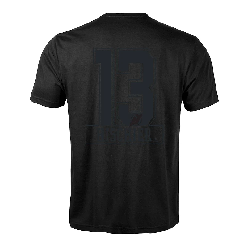 T-shirt noir pour homme Levelwear Nico Hischier avec nom et numéro Richmond Darkside des Devils du New Jersey