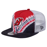 Casquette de golf ajustable New Era noire/rouge New Jersey Devils Throwback V-Dye pour homme
