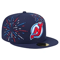 Men's New Era  Navy New Jersey Devils Americana Fireworks 59FIFTY Fitted Hat