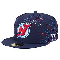 Casquette ajustée 59FIFTY Americana Fireworks des Devils du New Jersey pour homme de Era, bleu marine