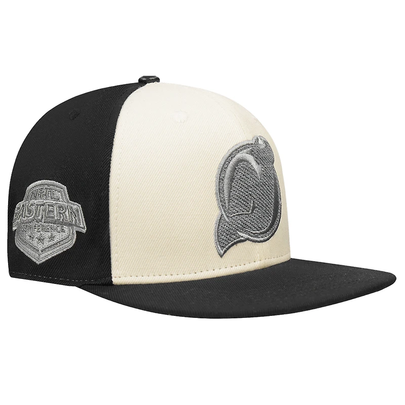 Men's Pro Standard  Cream/Black New Jersey Devils French Terry Snapback Hat