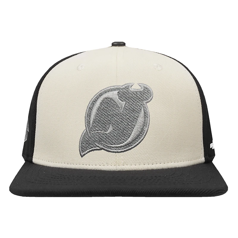 Casquette Snapback New Jersey Devils French Terry Pro Standard Crème/Noir pour homme