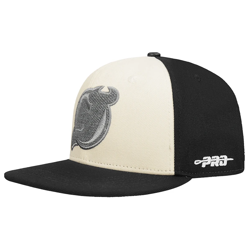 Men's Pro Standard Cream/Black New Jersey Devils French Terry Snapback Hat
