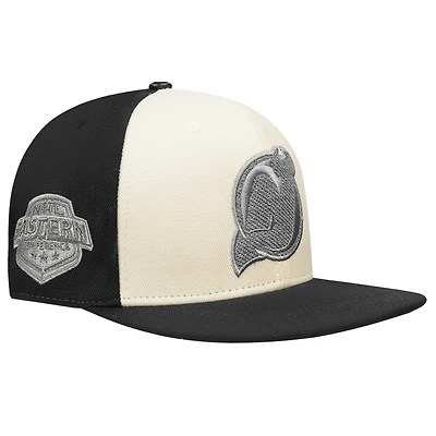 Men's Pro Standard Cream/Black New Jersey Devils French Terry Snapback Hat