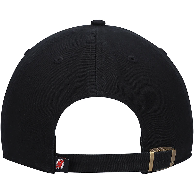 Men's '47 Black New Jersey Devils Primary Logo Clean Up Adjustable Hat