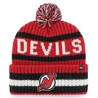 Bonnet en tricot à revers Bering des Devils du New Jersey '47 rouge pour homme avec pompon
