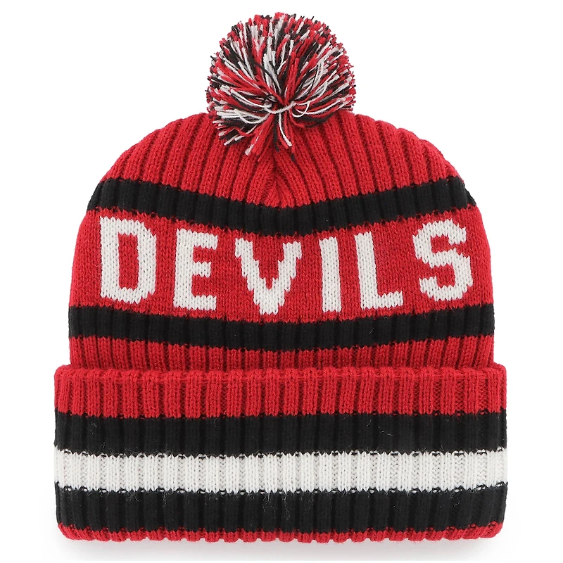 Bonnet en tricot à revers Bering des Devils du New Jersey '47 rouge pour homme avec pompon