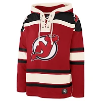 Men's '47 Red New Jersey Devils  Big & Tall Superior Lacer Fleece Pullover Hoodie