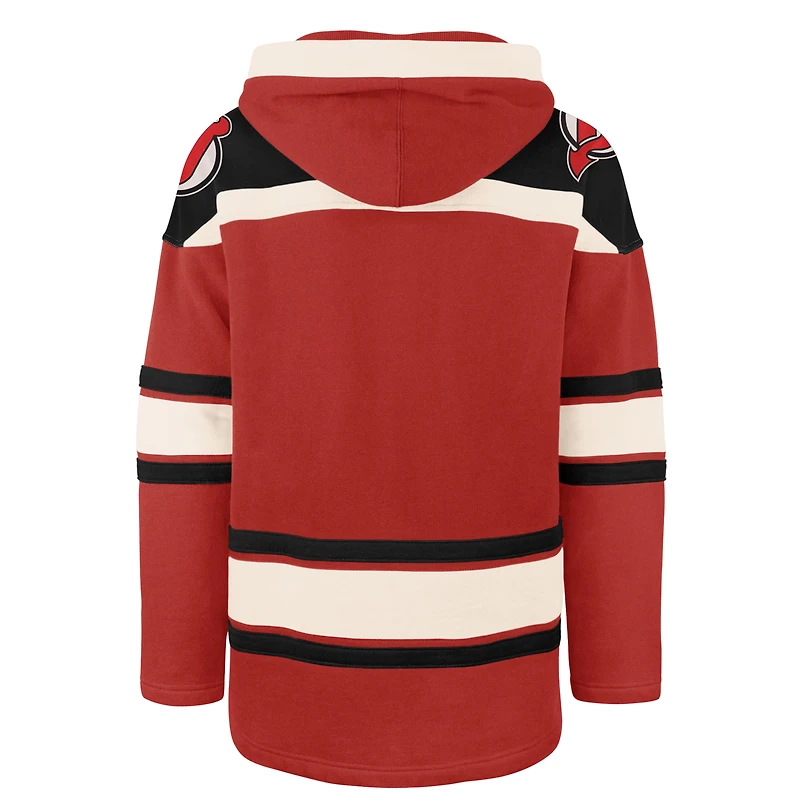Men's '47 Red New Jersey Devils  Big & Tall Superior Lacer Fleece Pullover Hoodie