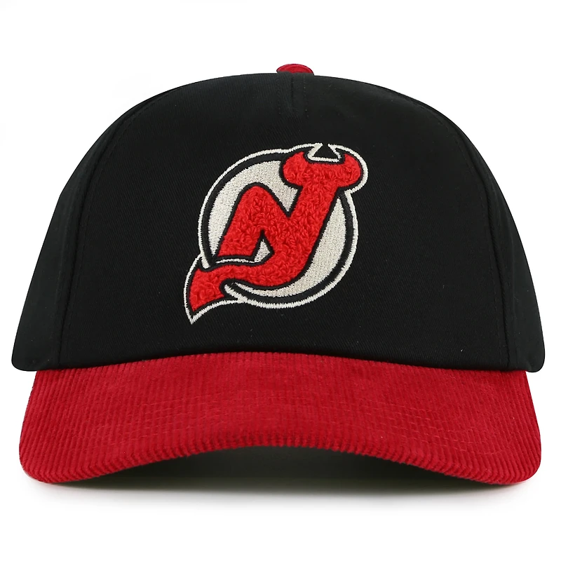Casquette ajustable Burnett pour homme American Needle noir/rouge New Jersey Devils