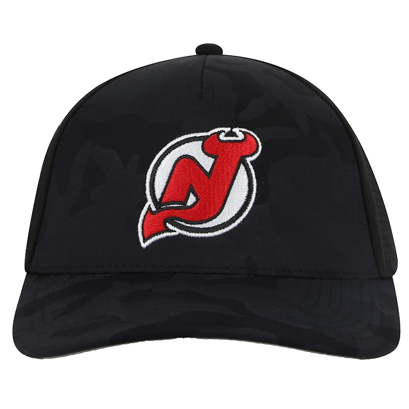 Men's American Needle Black New Jersey Devils Valin Camo Super Tech Vented Adjustable Hat