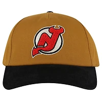 Casquette ajustable Burnett pour homme, couleur tan/noir, style American Needle, New Jersey Devils