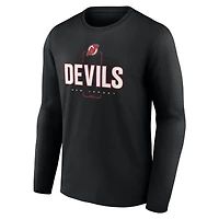Men's Black New Jersey Devils Custom Midfielder Long Sleeve T-Shirt