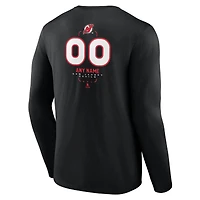 Men's Black New Jersey Devils Custom Midfielder Long Sleeve T-Shirt