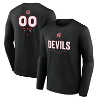 Men's Black New Jersey Devils Custom Midfielder Long Sleeve T-Shirt
