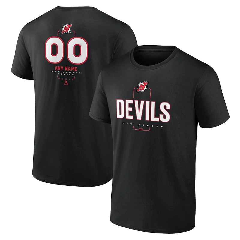 Men's Black New Jersey Devils Custom Midfielder T-Shirt