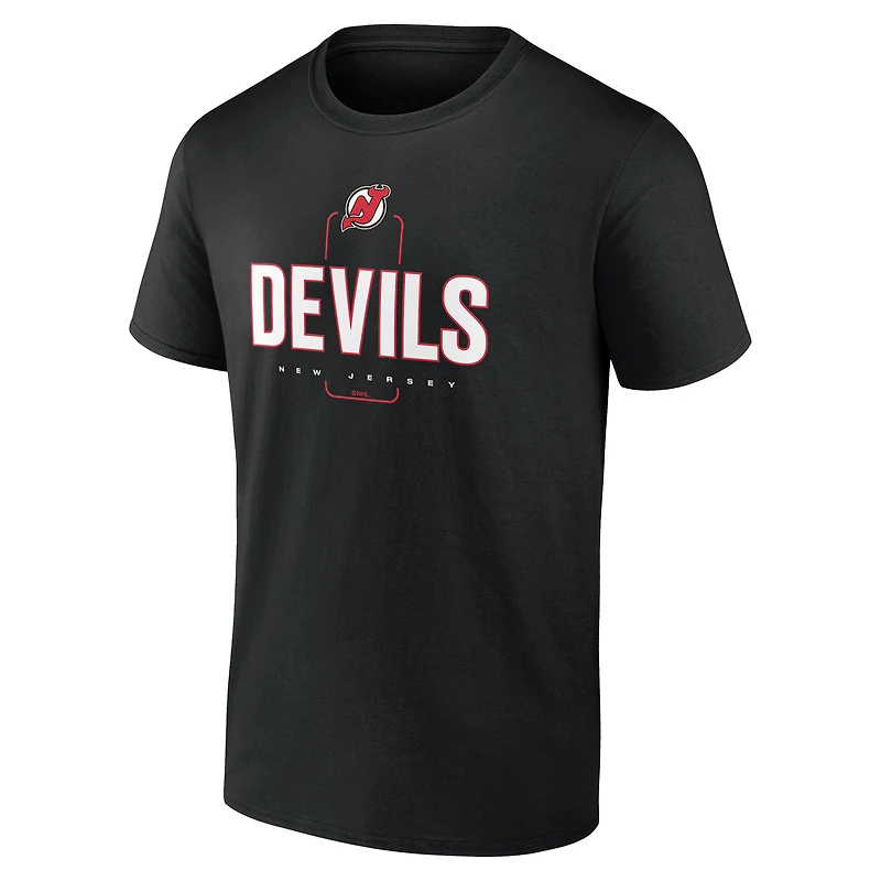 Men's Black New Jersey Devils Custom Midfielder T-Shirt