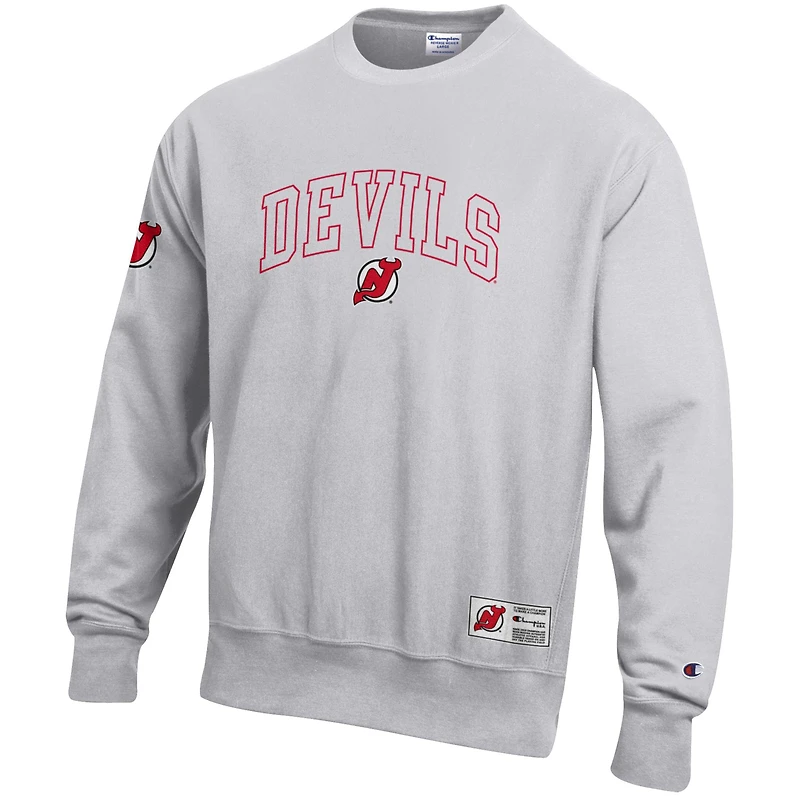 Sweat-shirt en molleton à tissage inversé Champion Gray New Jersey Devils pour homme