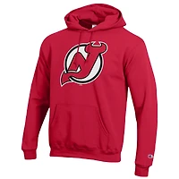 Men's Champion Red New Jersey Devils Primary Logo 1-Hit Pullover Hoodie