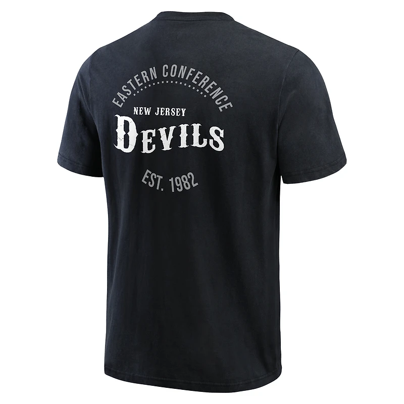 Men's Darius Rucker Collection by Fanatics Black New Jersey Devils Fest Washed Henley T-Shirt