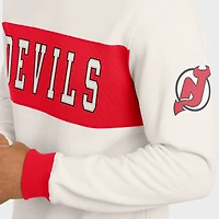 Men's Darius Rucker Collection by Fanatics  Cream New Jersey Devils Colorblock Pullover Sweatshirt