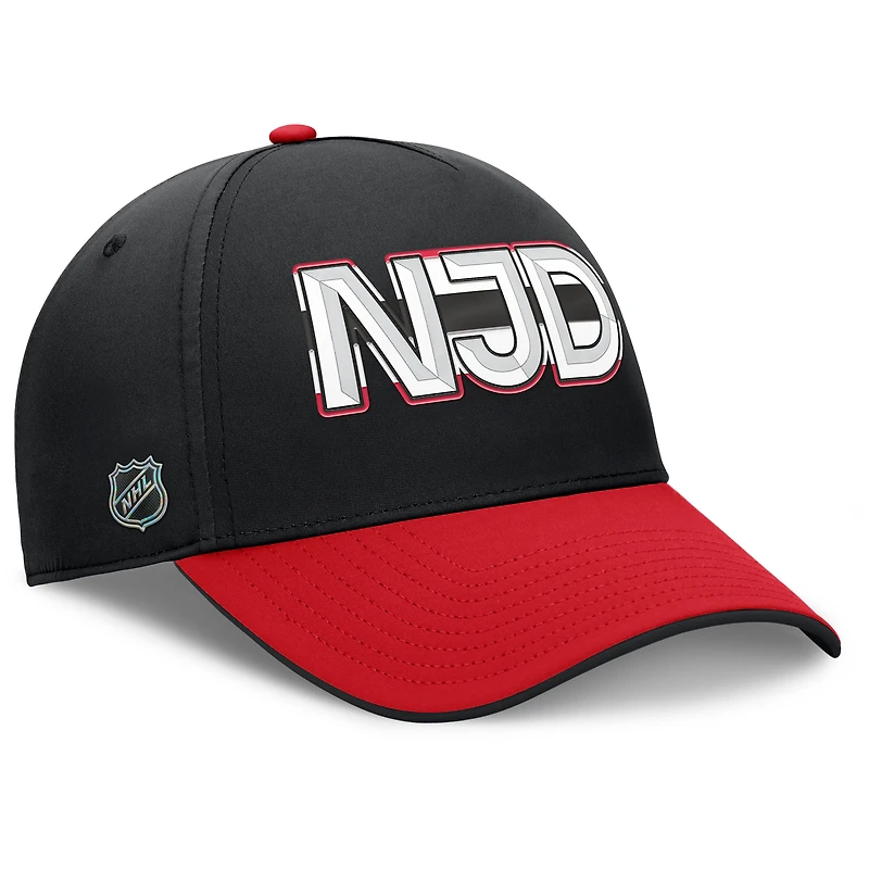 Casquette Fanatics noire/rouge pour homme, Authentic Pro Rink Team Code Flex des Devils du New Jersey