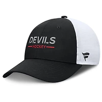 Men's Fanatics Black/White New Jersey Devils Authentic Pro Rink Lockup Adjustable Trucker Hat