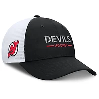 Casquette de camionneur ajustable Fanatics noire/blanche pour homme, Authentic Pro Rink Lockup, des Devils du New Jersey