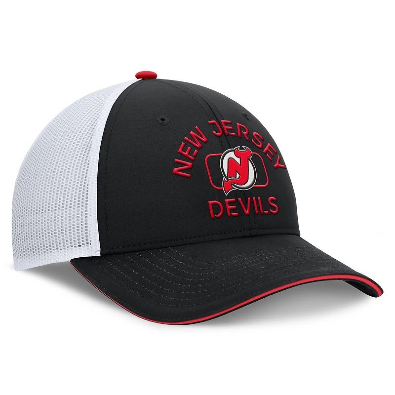 Men's Fanatics Black/White New Jersey Devils Authentic Pro Rink Trucker Hat