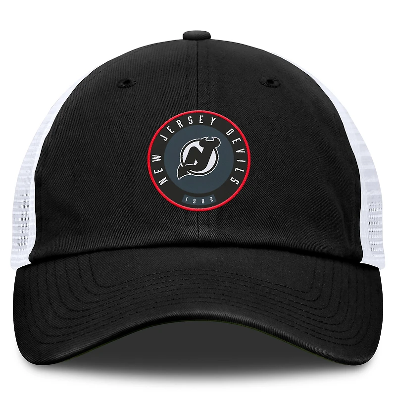 Casquette ajustable Averie Trucker noire/blanche New Jersey Devils Fanatics pour hommes