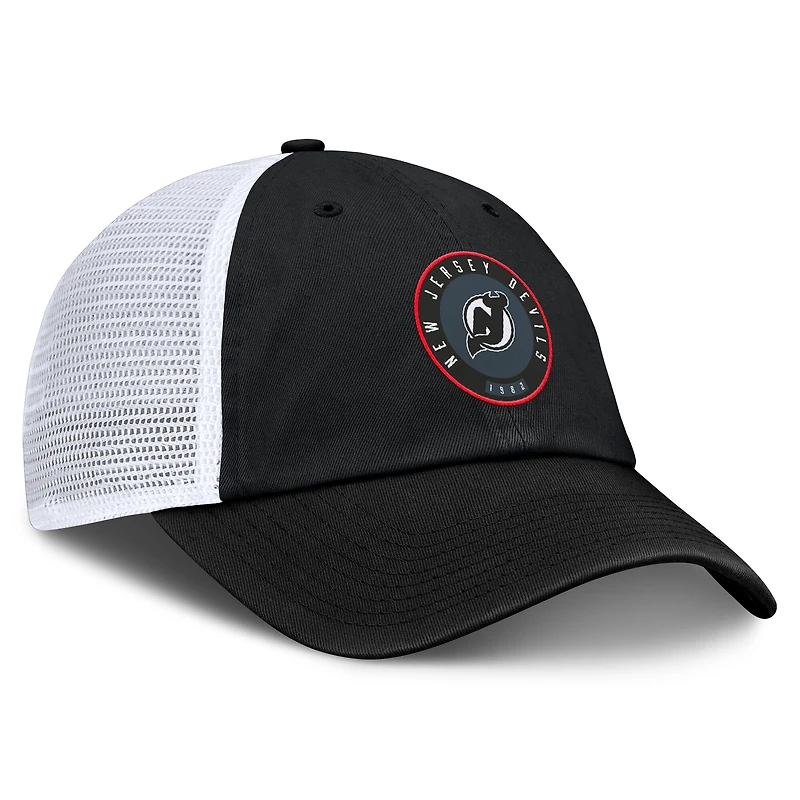 Casquette ajustable Averie Trucker noire/blanche New Jersey Devils Fanatics pour hommes