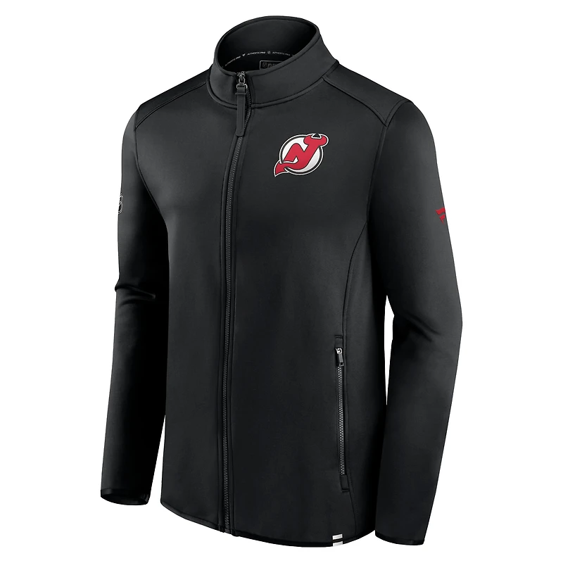 Veste entièrement zippée Fanatics noire New Jersey Devils Authentic Pro pour hommes