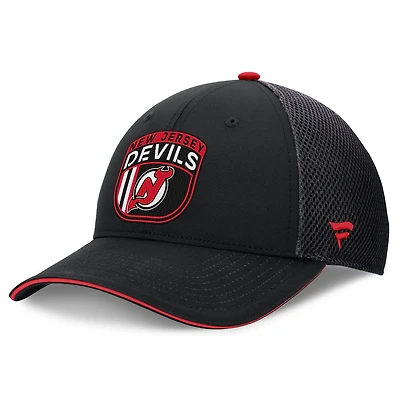 Casquette ajustable Fanatics noire pour homme, authentique Pro Home Ice Trucker des Devils du New Jersey
