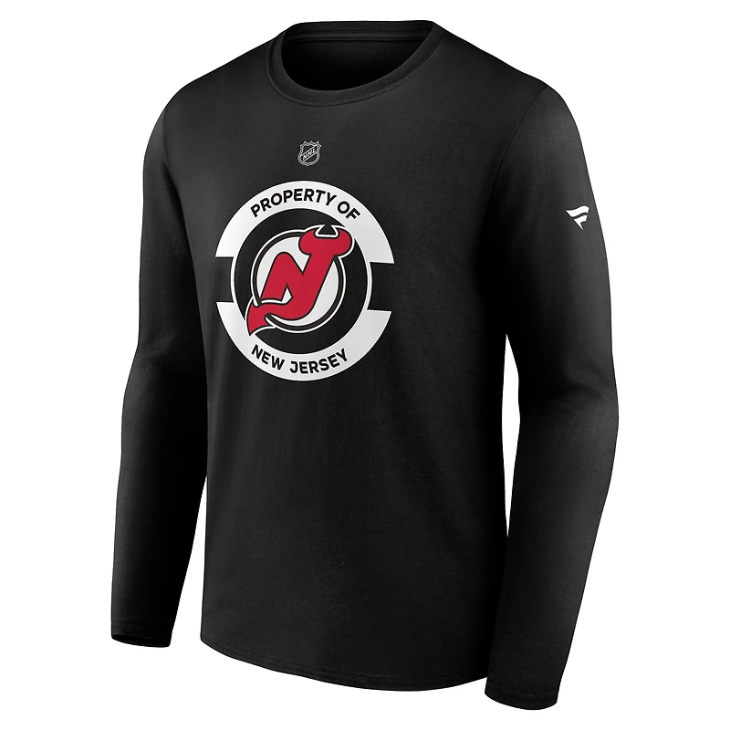 T-shirt d'entraînement à manches longues noir authentique des New Jersey Devils pour homme