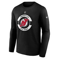T-shirt d'entraînement à manches longues noir authentique des New Jersey Devils pour homme