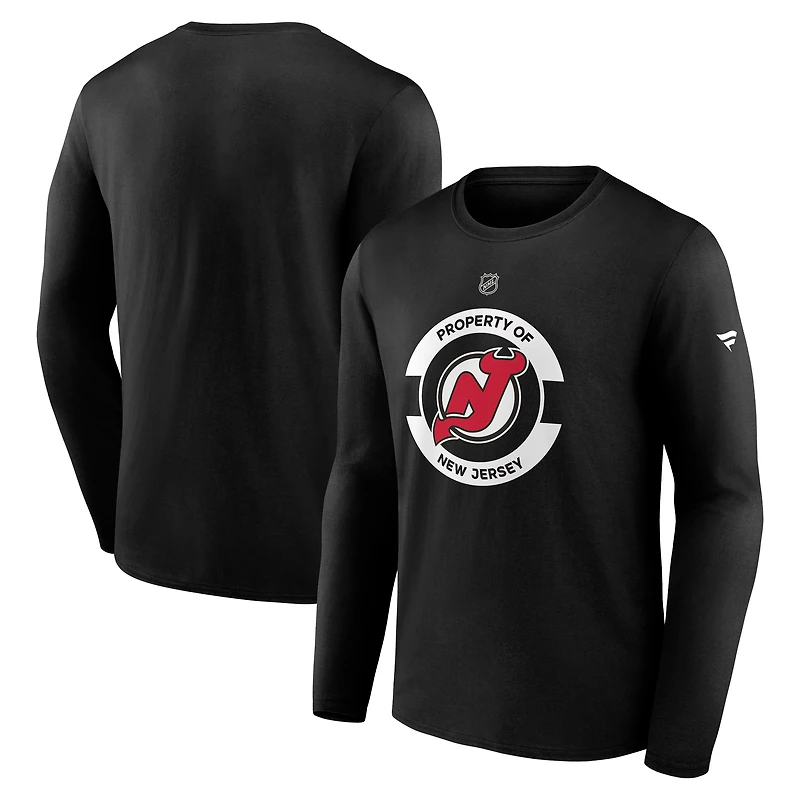 T-shirt d'entraînement à manches longues noir authentique des New Jersey Devils pour homme