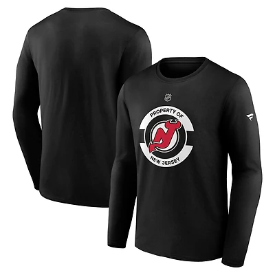 T-shirt d'entraînement à manches longues noir authentique des New Jersey Devils pour homme