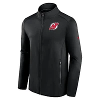 Veste noire à fermeture éclair complète en polaire authentique Pro Rink des New Jersey Devils de marque Fanatics pour hommes