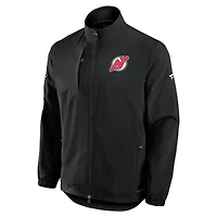 Veste d'entraîneur entièrement zippée Fanatics Black New Jersey Devils Authentic Pro Rink pour homme