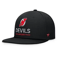 Casquette snapback authentique Pro Rink Lockup des Devils du New Jersey pour homme, noire, Fanatics