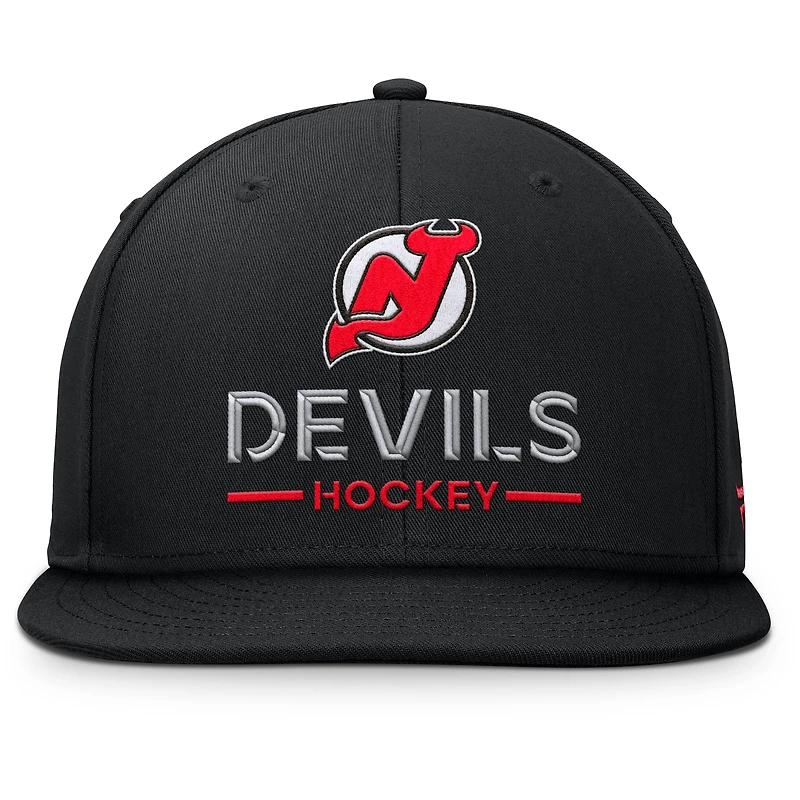 Casquette snapback authentique Pro Rink Lockup des Devils du New Jersey pour homme, noire, Fanatics