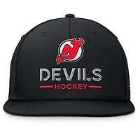 Casquette snapback authentique Pro Rink Lockup des Devils du New Jersey pour homme, noire, Fanatics