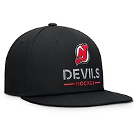 Casquette snapback authentique Pro Rink Lockup des Devils du New Jersey pour homme, noire, Fanatics