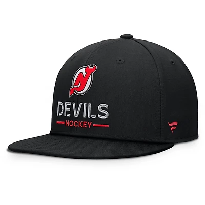 Men's Fanatics Black New Jersey Devils Authentic Pro Rink Lockup Snapback Hat
