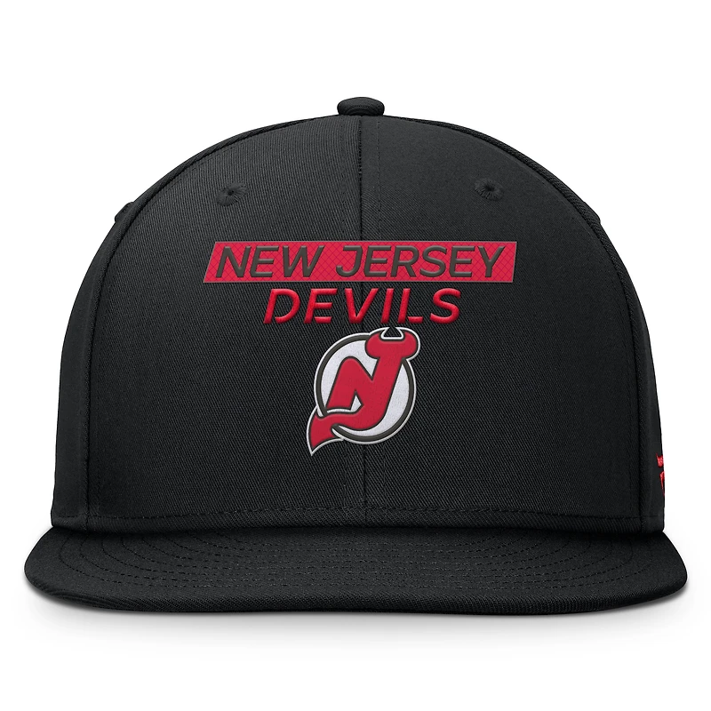 Casquette snapback authentique Pro Rink Prime des Devils du New Jersey pour homme, noire, Fanatics