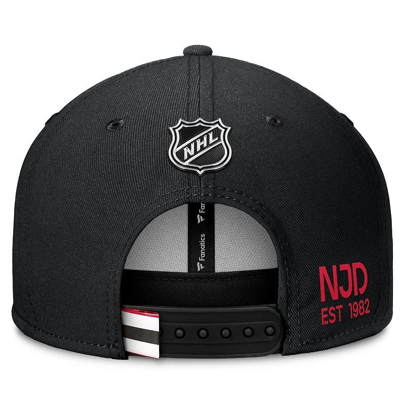 Casquette snapback authentique Pro Rink Prime des Devils du New Jersey pour homme, noire, Fanatics