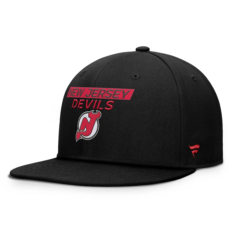 Casquette snapback authentique Pro Rink Prime des Devils du New Jersey pour homme, noire, Fanatics