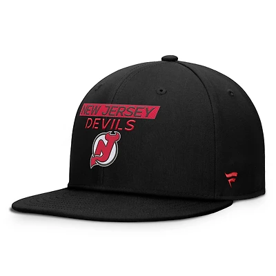 Casquette snapback authentique Pro Rink Prime des Devils du New Jersey pour homme, noire, Fanatics