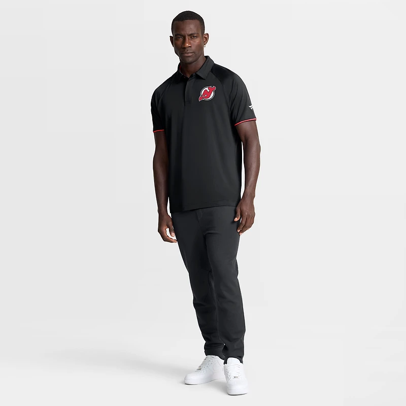 Men's Fanatics Black New Jersey Devils Authentic Pro Rink Raglan Polo